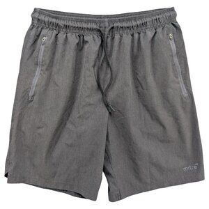 Mitre Athletic Shorts Mens Dark Grey Zip Pockets Drawstring Lightweight 9" Sz M